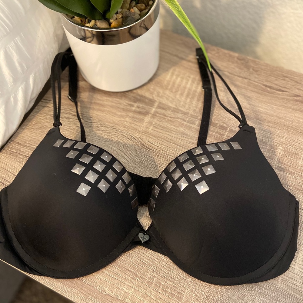 Black heart studded bra. Size 38C